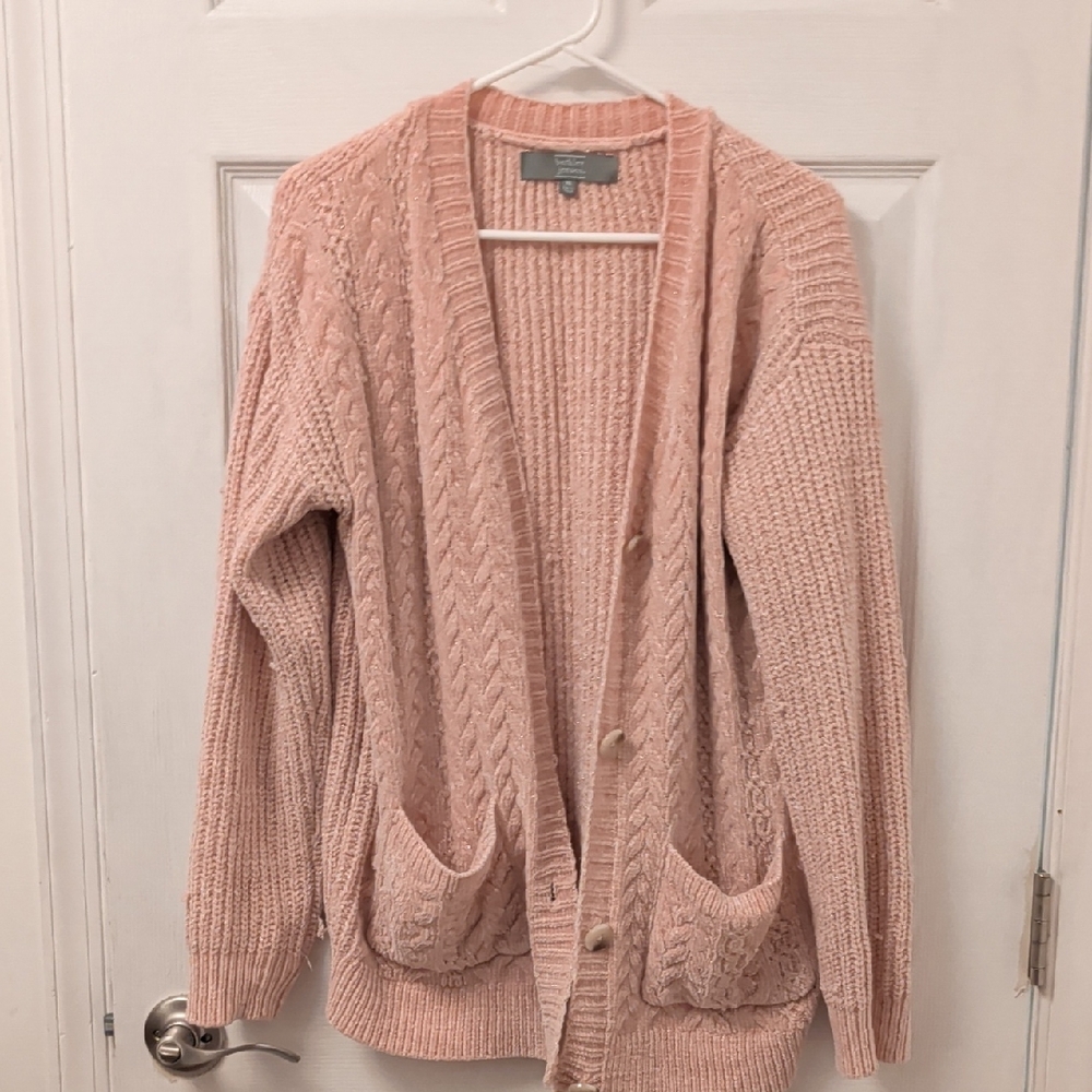 Cozy Pink Cable Knit Cardigan